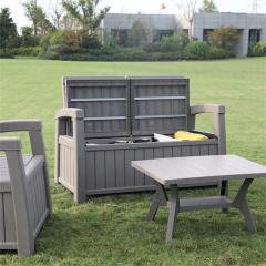 YOHO Outdoor best seller plastic sofa Garden Patio multi-functional Furniture Plastic Sofa Set with Storage Box