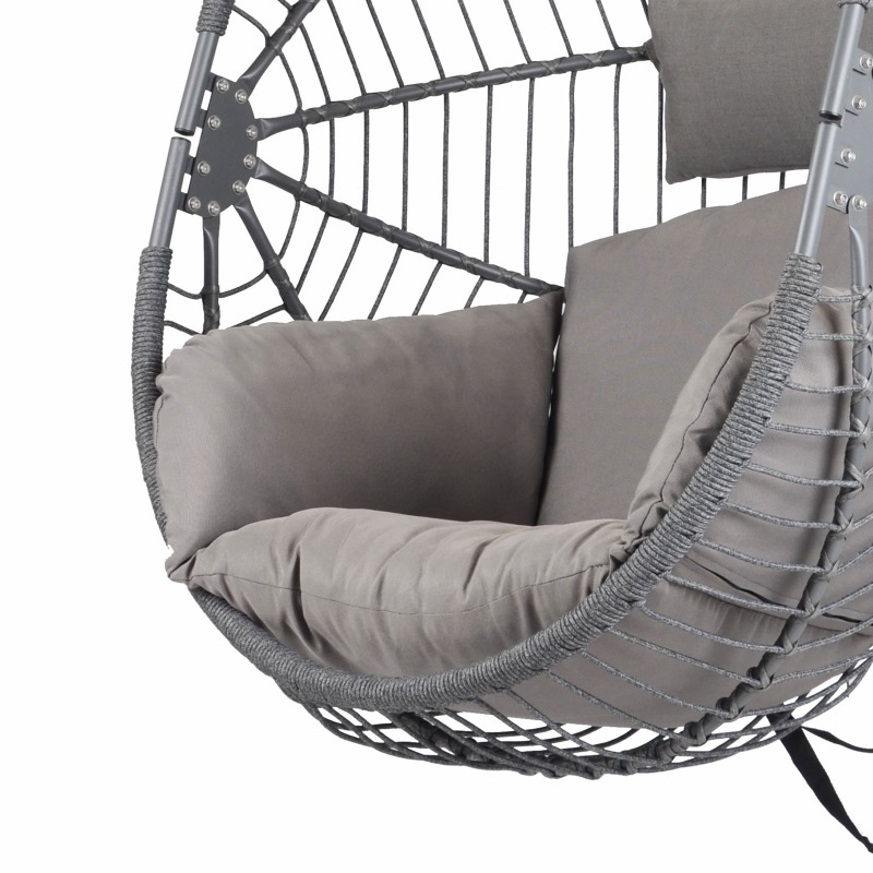 Yoho High Quality Hot sale Full KD Rattan swing chair Outdoor Garden Patio Bedroom hanging egg chair with cushion with stand