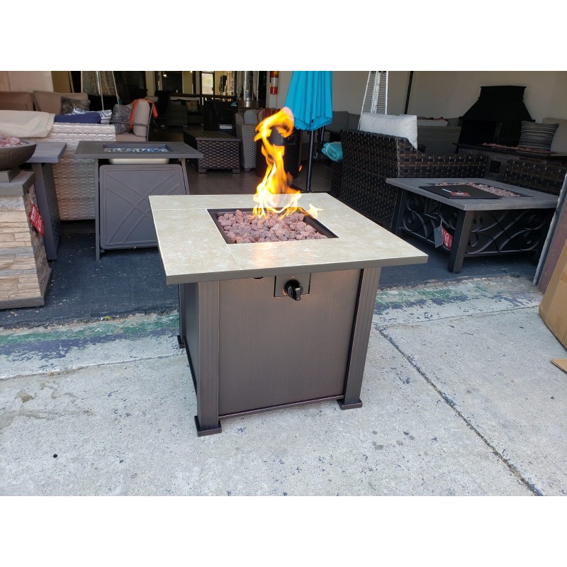 Yoho Garden Square Mosaic surface gas furnace Propane Metal Fire Pit Table Set