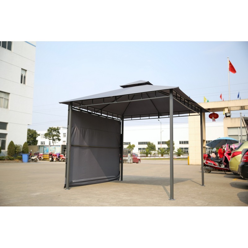 YOHO 13' x 10' Outdoor Garden Gazebo Folding Outdoor Europe Metal Garden Gazebos with Canopy with Screened Curtain Black/Brown