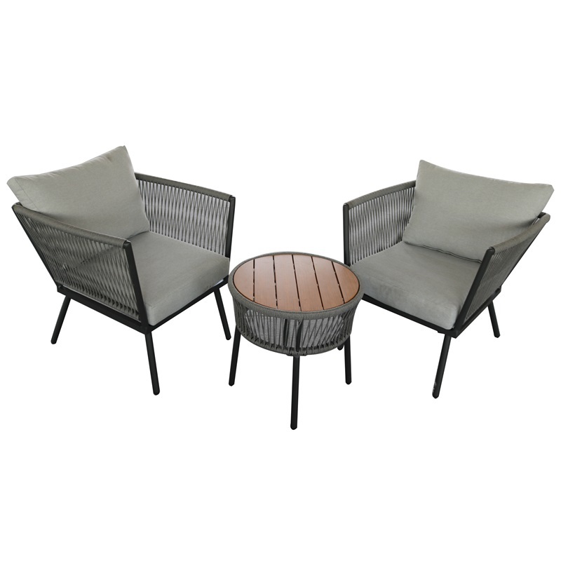 Yoho Outdoor Unique Design Dining Table Aluminum Frame Rope Rattan Sofa Garden Sets