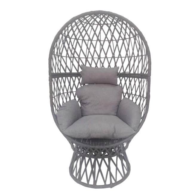 Outdoor gray rattan rotating egg chair with soft cushion ,Leisure life