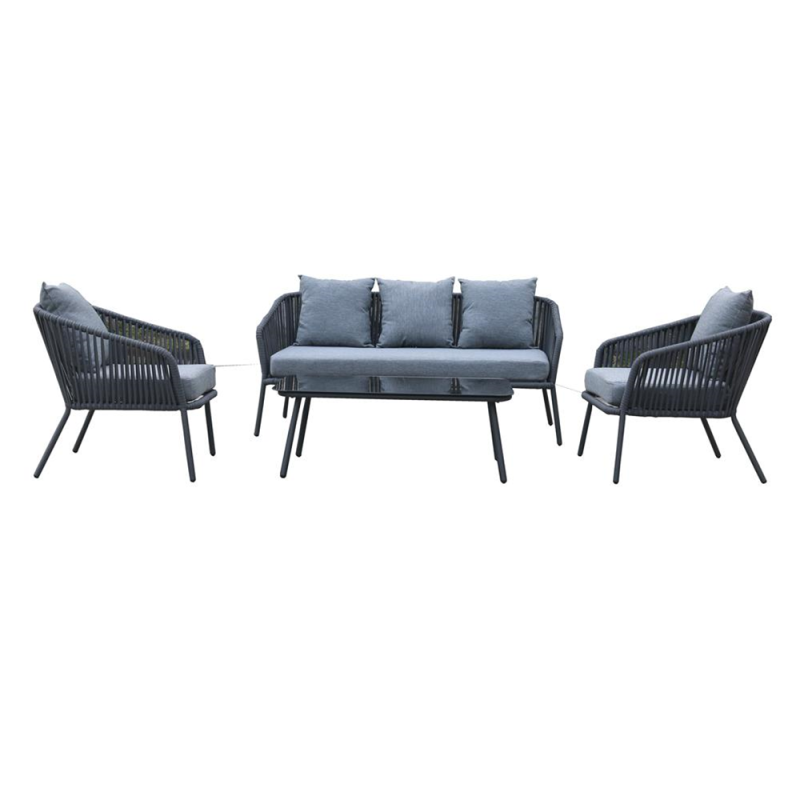 Luxury rope weave sofa set outdoor  rope  braided table chair set furniture