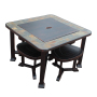 Classical slate top wood burning garden firepit table set outdoor garden furniture  fire pit table with stools