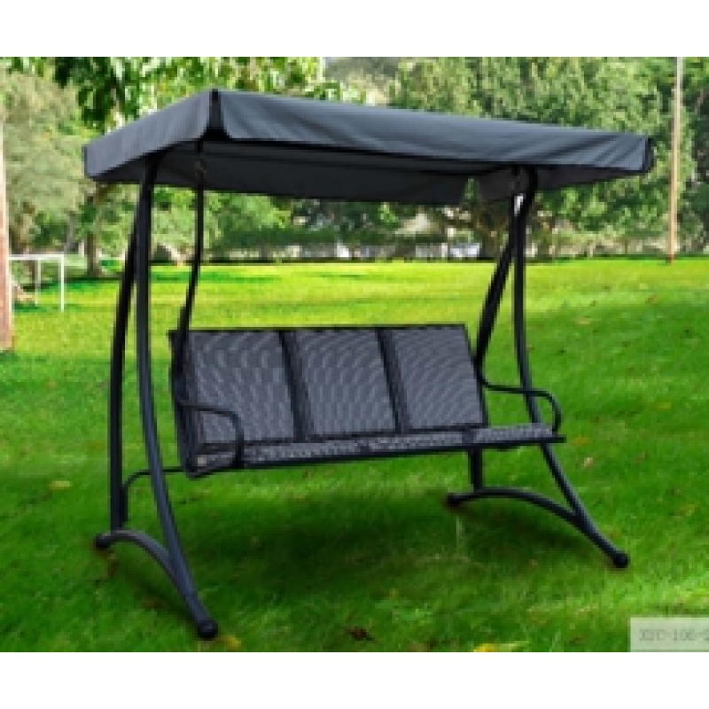Outdoor patio 3-seat garden outdoor patio use leisure steel tube swing chair with canopy can be used as daybed