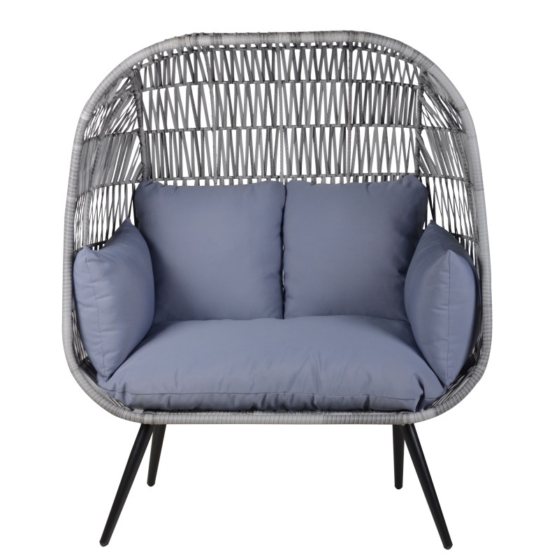 Yoho 2 seat Aluminum rattan frame standing chair with waterproof cushion