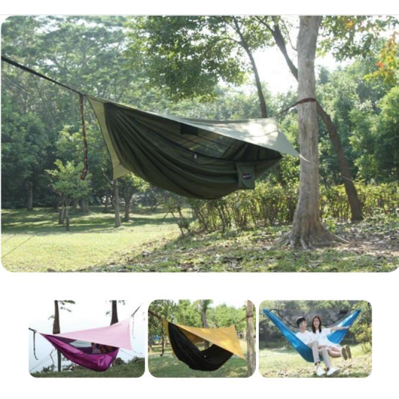 outdoor camping hanging folding knit hammock bed outdoor hiking hammock