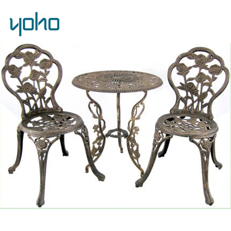 Cast aluminum 3pc Bistro Set Garden Yard Outdoor Furniture Cast Aluminum Patio Bistro Set  Round Table and Arm Chairs