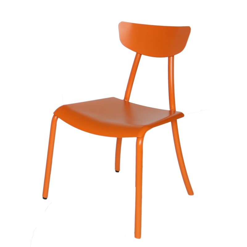 Yoho Patio Furniture Orange Metal 3 Pieces Iron Bistro Set Garden Dining Chair With Table