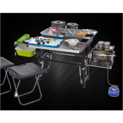 YOHO new arrival Muti- functional outdoor BBQ grill table set with gas stove and portable BBQ grill set