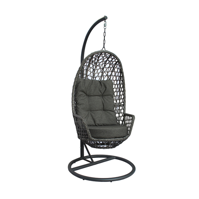 Factory Wholesale Courtyard  Rattan Egg Chair Round Egg Hanging Chair With And Pole And Base