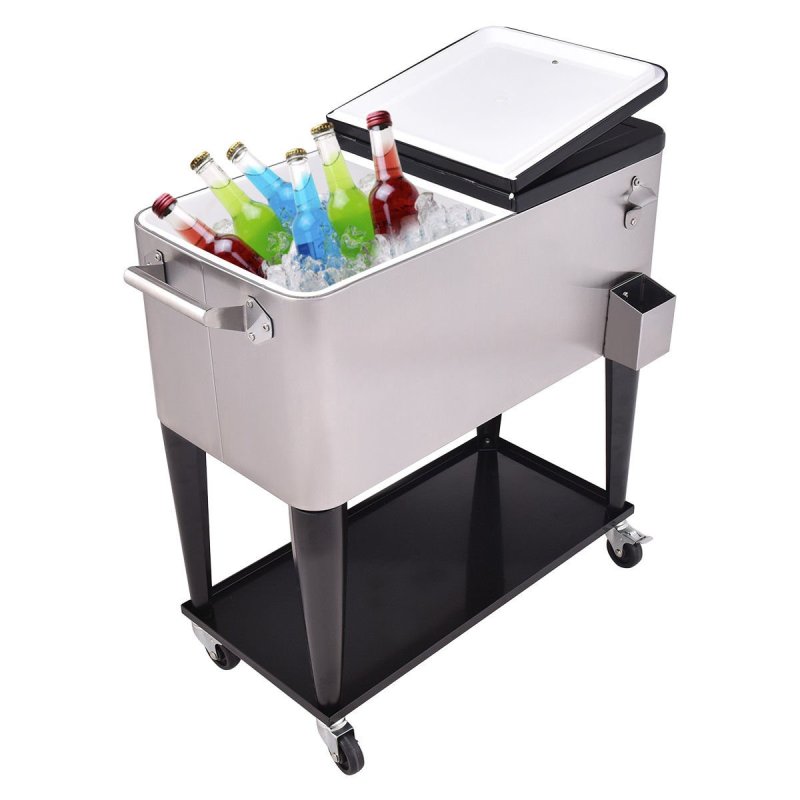 YOHO Hot Sale Luxury Metal Patio Camping cooler cart Beverage Tubs Cooler Lid beer/wine/drink Ice Bucket with wheels