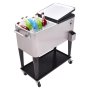YOHO Hot Sale Luxury Metal Patio Camping cooler cart Beverage Tubs Cooler Lid beer/wine/drink Ice Bucket with wheels