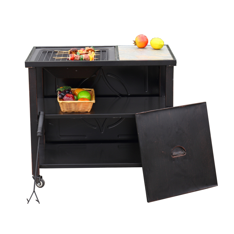 Outdoor garden square outdoor brasero charcoal fire pit cart