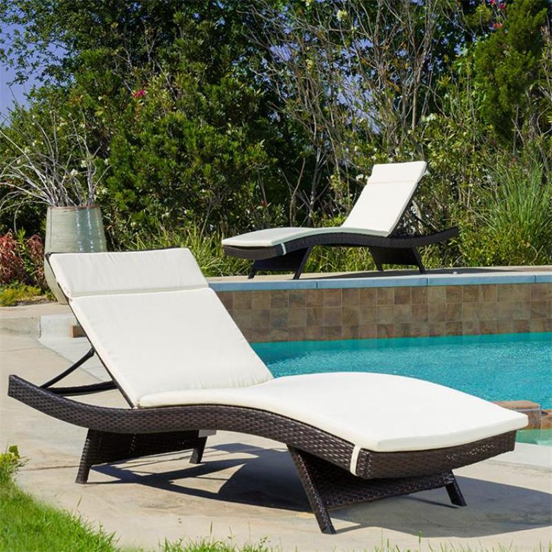 Garden patio outdoor Poolside Rattan Chaise Lounger 5 Position Back Adjustable Sun Lounger