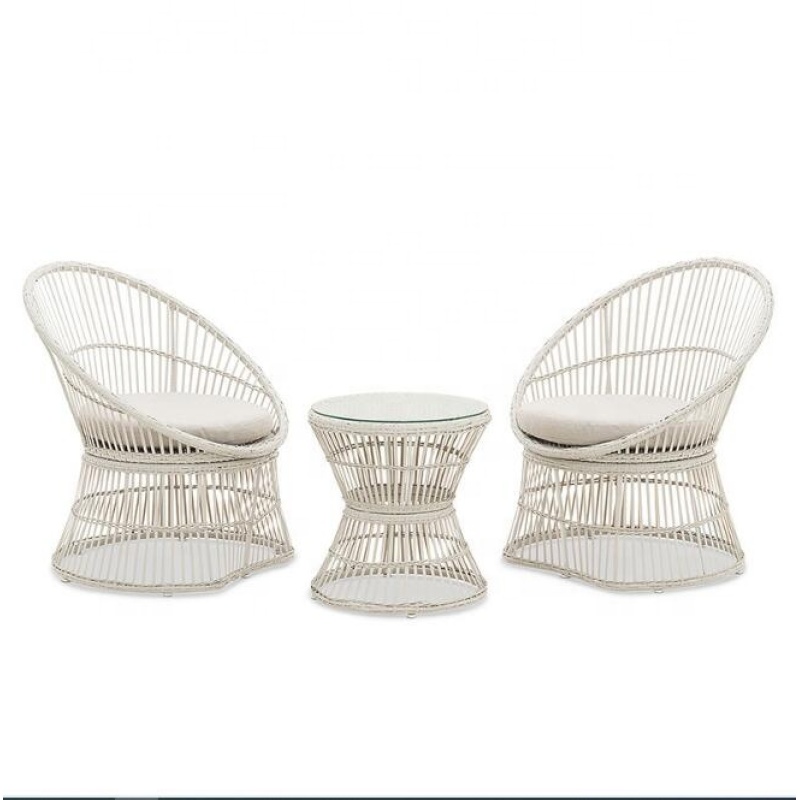 Yoho Iron Metal Garden Courtyard Patio 3 pieces Bistro Set Rope  style outdoor Garden Furniture bistro set