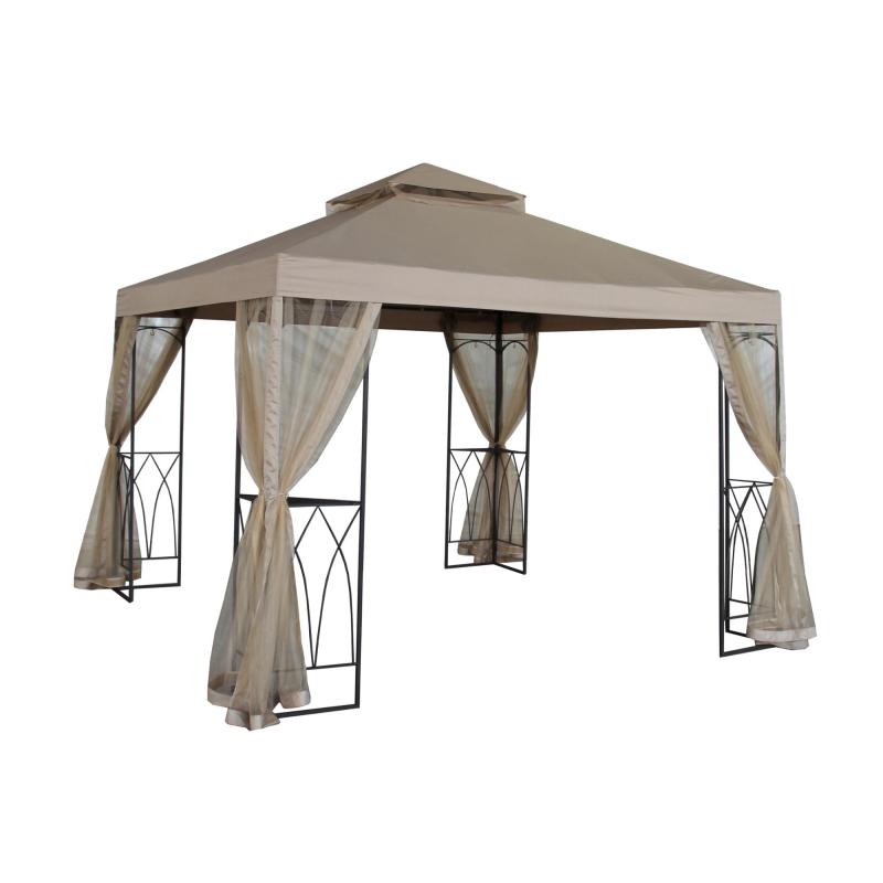 Outdoor patio garden metal hexagonal gazebo canopy with fence nettings side walls
