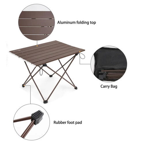 Black Lightweight Aluminum Outdoor Folding Camping Table Camp Picnic Table