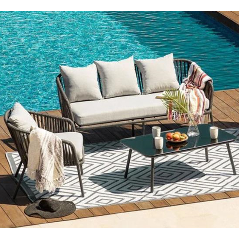 YOHO High Quality Outdoor Garden Luxury conversation sofa set Patio Rope Weave Furniture Outdoor Furniture Rope sectional sofa
