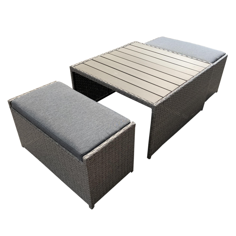 YOHO Hot sale 3pcs FAUX Rattan sofa set Modern design Love seat cube set Outdoor indoor available balcony decor luxury
