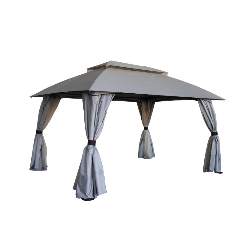 Outdoor Modern Heavy Duty All Weatherproof Patio Aluminum Frame Gazebo Tent with Mosquito Netting and Side Walls