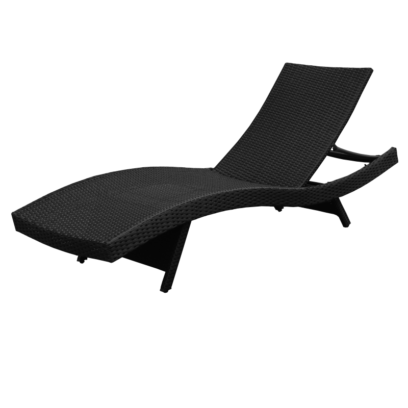 Outdoor KD Aluminum PE wicker rattan sun lounger with wheel beach pool garden sunlounger