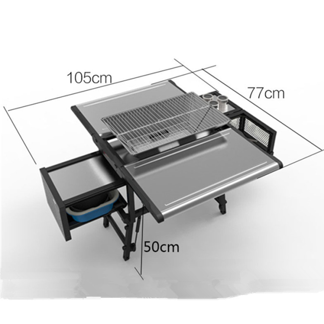 YOHO new arrival Muti- functional outdoor BBQ grill table set with gas stove and portable BBQ grill set