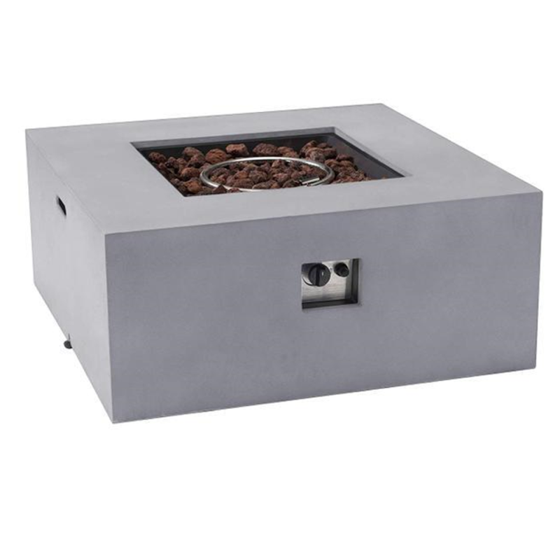 Yoho Light Grey Round 39.6inch concrete material gas fire pit table furniture for your outdoor living