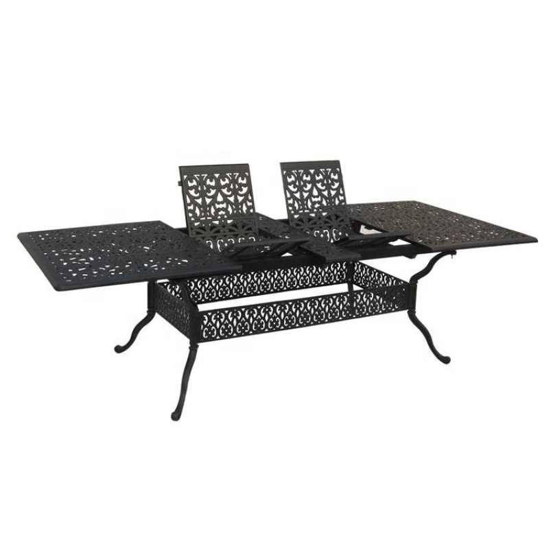 Outdoor furniture Garden metal dining table with chair set extendable aluminum dining table set