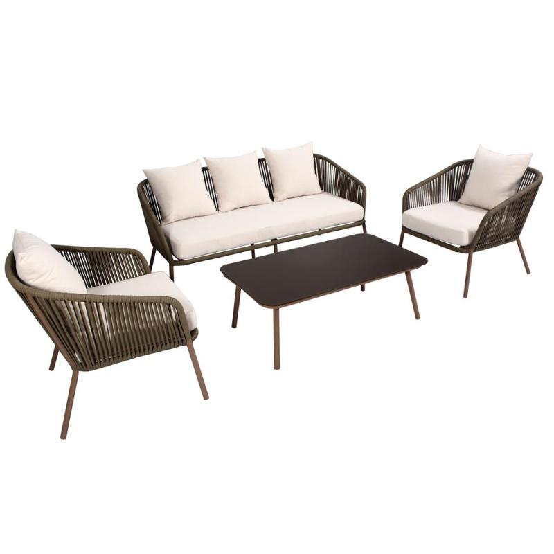 YOHO Outdoor garden luxury Rattan furniture wicker couch conversation corner sectional sofa with cushion