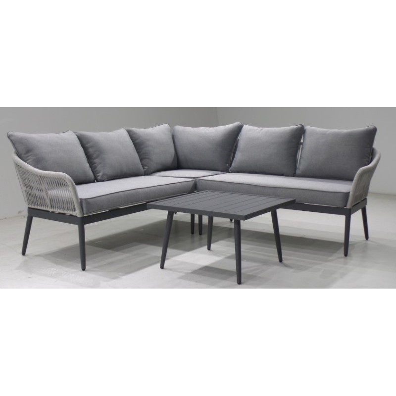 High quality outdoor patio aluminium waterproof rope sofa set garden L shape sofa
