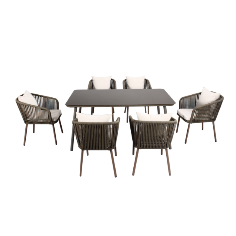 Yoho dining room table sets 6 seater aluminum frame