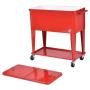 80QT Patio metal ice cooler cart with wheels beer cooler box for beverage Rolling cooler