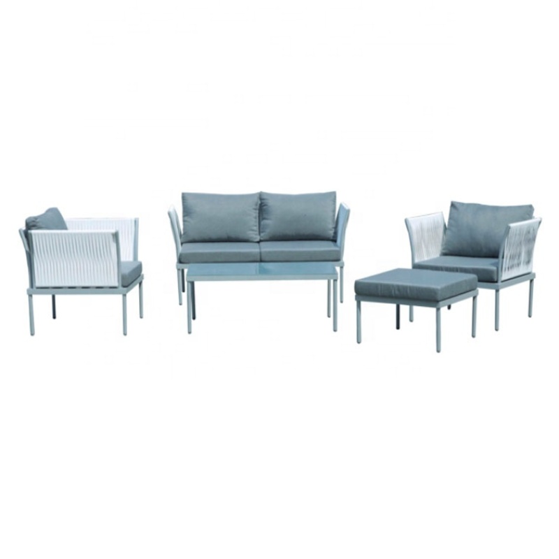 outdoor aluminum furniture quality rattan garden KD sofa and table set with 5 seater