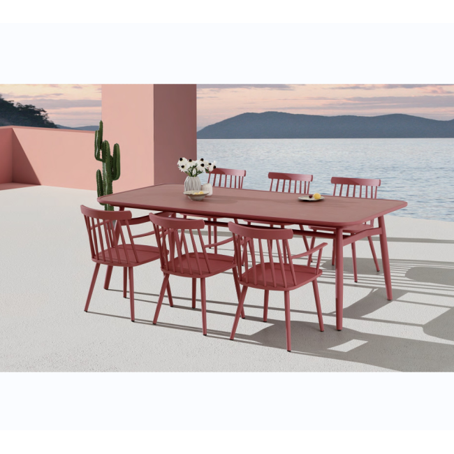 YOHO Luxury Modern Outdoor Dining Table set Garden Patio All Weather Restaurant table and chairs Aluminum Patio Dining Set