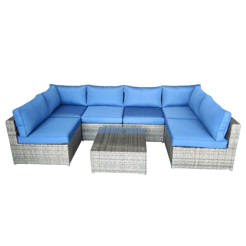YOHO Hot selling 7PCS Garden Sets aluminum sofa patio rattan furniture outdoor table and chairs