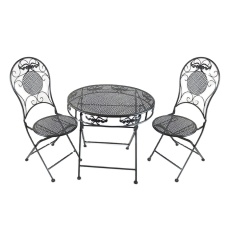 YOHO Outdoor Garden Balcony Patio Metal folding chair Set Bristo Steel Garden chairs with table