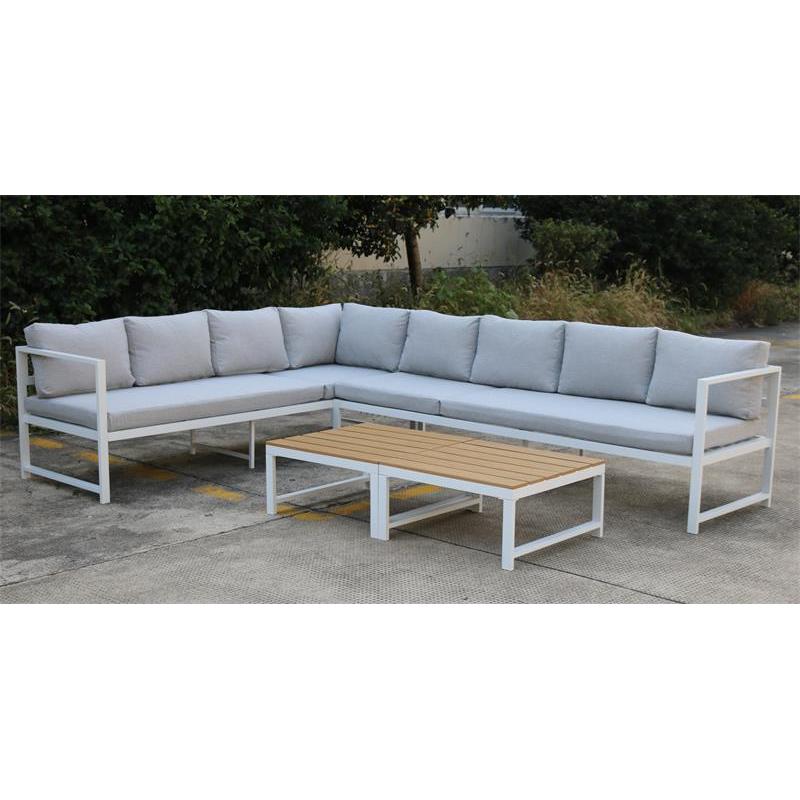 Wholesale Luxury garden outdoor aluminum sofa set furniture l shape sofa cover with coffee table