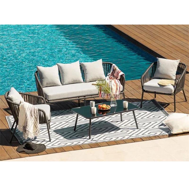 Lounge Sets Aluminum Rope Sofa and Woven Chairs Villa Resort Sofa Outdoor Furniture Hotel Garden Patio Outdoor Modern 0.3pc/ctn