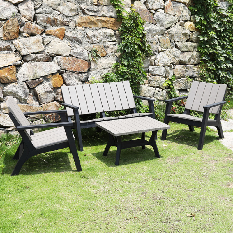 4pcs garden furniture plastic injection sofa set wick rattan sofa outdoor simple rattan Injection molding modern sofa couch