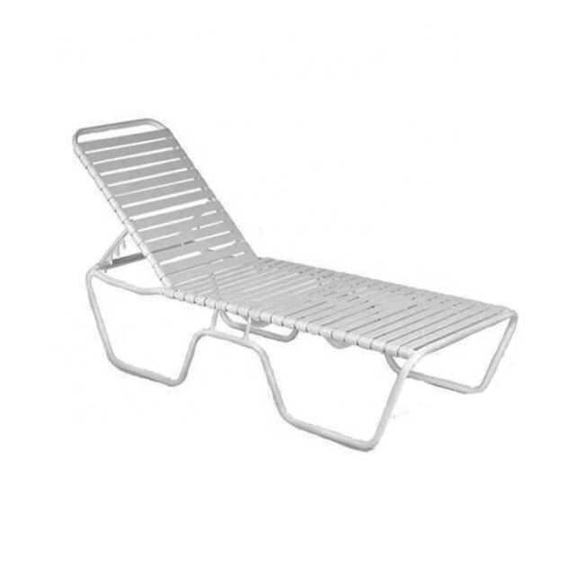 Beach resort leisure outdoor sun lounger poolside chaise lounge chair sunbed white PVC belt