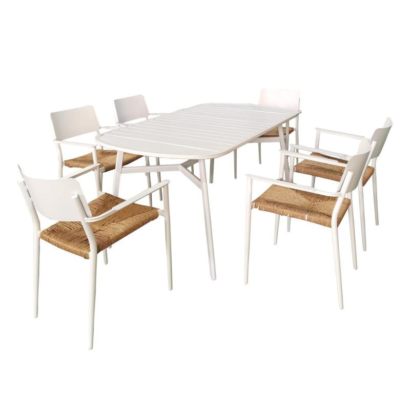 Outdoor Metal Comfortable Furniture 1pc Table and 6pcs Chairs Dining Sets Aluminum for Garden Patio Leisure  use