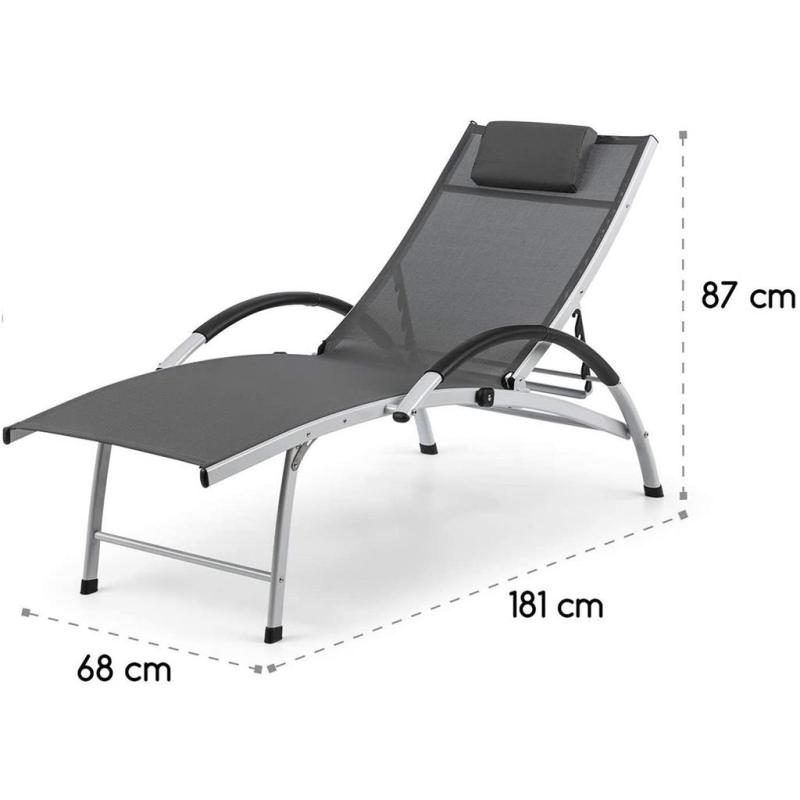 Outdoor metal furniture folding sunlounger beach sunbed garden steel foldable beach sun lounger chair