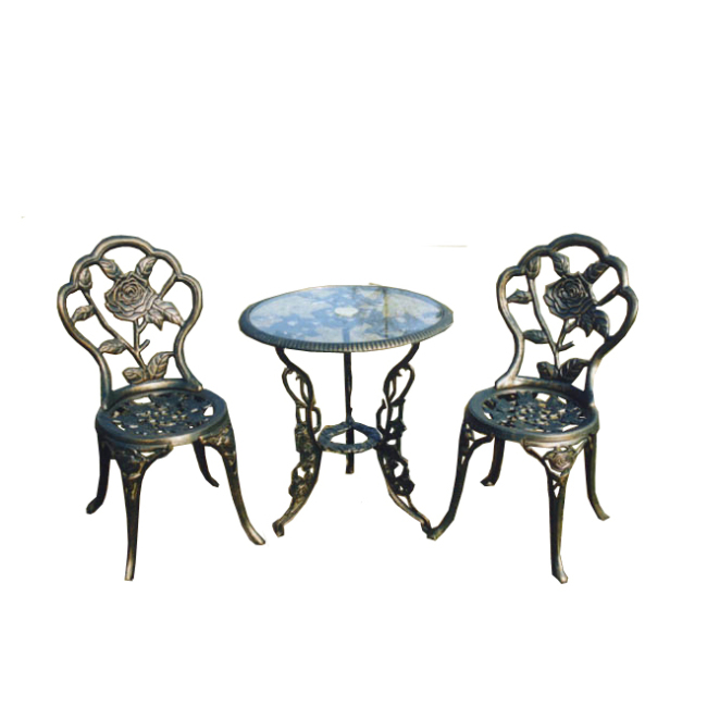 3PCS European Cast aluminum bistro SetOutdoor Garden  balcony chair set living room furniture with tea table
