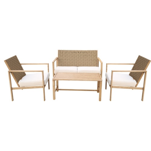Yoho 4pcs  Outdoor Furniture Garden Patio Iron Frame Platform Lounges Garden Set