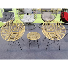 3 Pieces All Weather Rattan Wicker Bistro Set Coffee Table Chairs Bistro Set for backyard