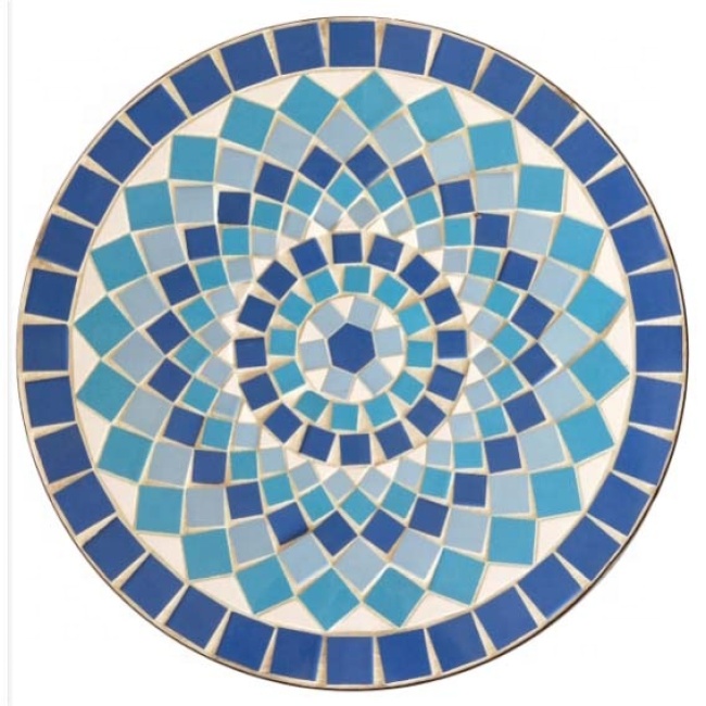 Roadside coffee shop little coffee house blue and white geometric pattern bistro set bar mosaic table with ceramic tile top