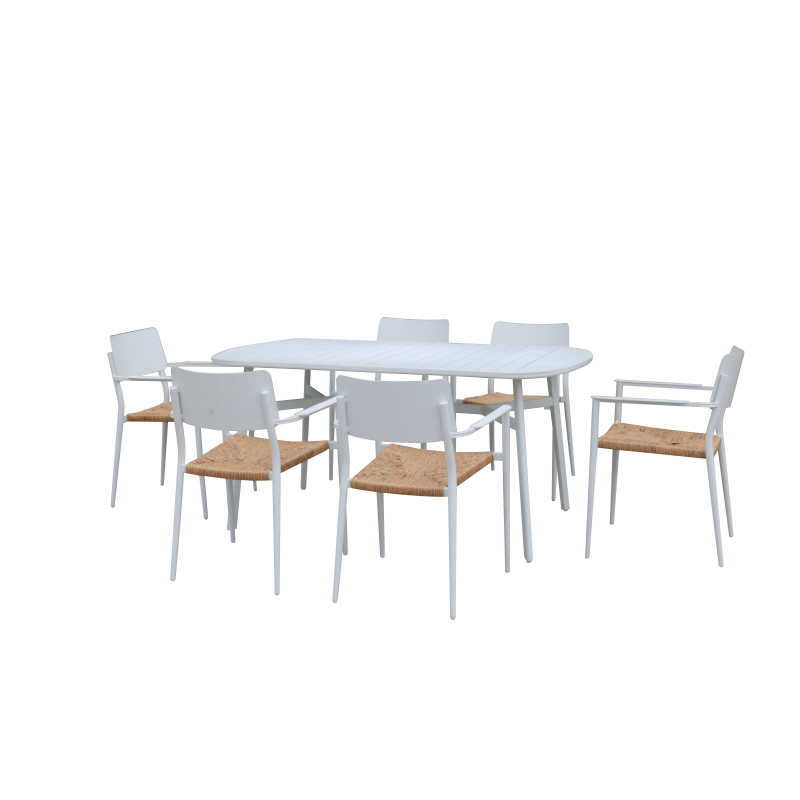 Outdoor Metal Comfortable Furniture 1pc Table and 6pcs Chairs Dining Sets Aluminum for Garden Patio Leisure  use