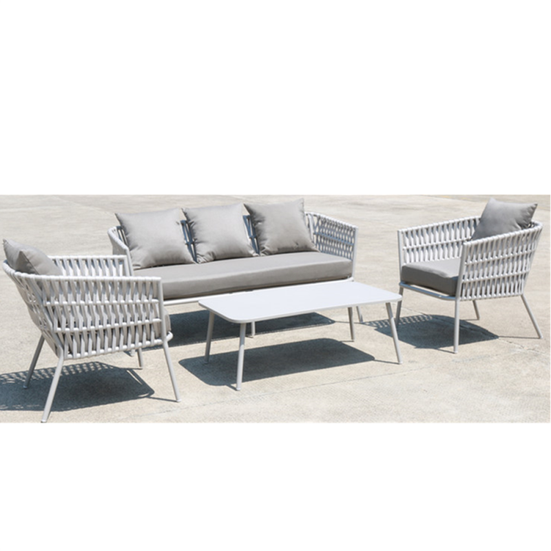 Luxury rope weave outdoor rope furniture set sofa garden 4pcs conversation sofa set