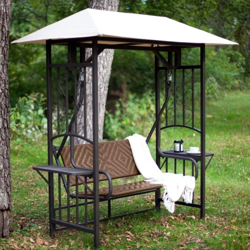 Outdoor furniture garden hanging two seat metal swing bed chairs